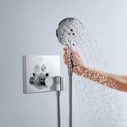 Hansgrohe ShowerSelect Thermostatic Mixer for Concealed Installation for 2 Outlets with Hose Connection and Shower Holder- 15765000 -Shower Valves Sales Store 15765000 D2 460