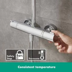 Hansgrohe Crometta S Showerpipe 240 Thermostatic Shower Mixer - 27267000 -Shower Valves Sales Store 27267000 D8N 460