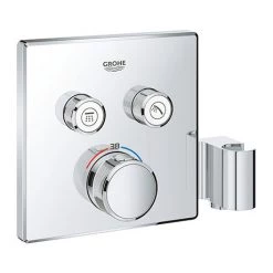 Grohe Grohtherm SmartControl Thermostat Square 2 Outlet Concealed Mixer Trim with Integrated Shower Holder - 29125000