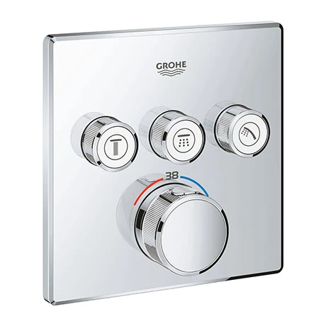 Grohe Grohtherm SmartControl Thermostat Square 3 Outlet Concealed Mixer Trim - 29126000 3 Grohe Grohtherm SmartControl Thermostat Square 3 Outlet Concealed Mixer Trim - 29126000