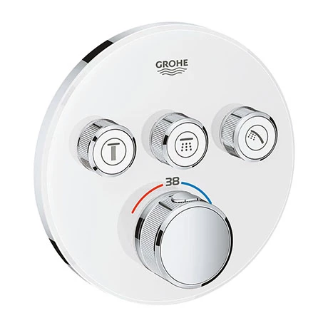Grohe Grohtherm SmartControl Thermostat Round 3 Outlet Concealed Mixer Trim - Moon White - 29904LS0 3 Grohe Grohtherm SmartControl Thermostat Round 3 Outlet Concealed Mixer Trim - Moon White - 29904LS0