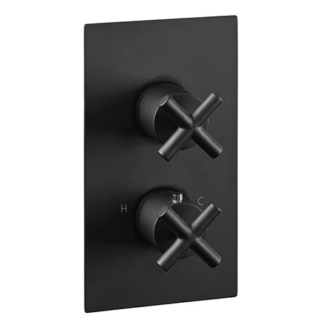 JTP Solex Matt Black Twin Outlet Thermostatic Concealed Shower Valve 3 JTP Solex Matt Black Twin Outlet Thermostatic Concealed Shower Valve