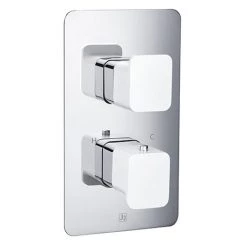 JTP Axel Twin Outlet Thermostatic Concealed Shower Valve with Matt White Handles