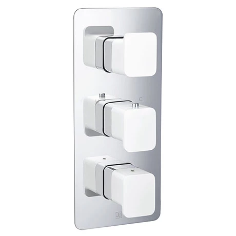 JTP Axel Triple Outlet Thermostatic Concealed Shower Valve Vertical with Matt White Handles 3 JTP Axel Triple Outlet Thermostatic Concealed Shower Valve Vertical with Matt White Handles