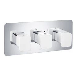 JTP Axel Triple Outlet Thermostatic Concealed Shower Valve Horizontal with Matt White Handles