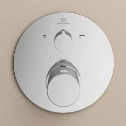 Ideal Standard Ceratherm T100 Chrome Built-In Thermostatic 2 Outlet Round Shower Mixer + Easybox -Shower Valves Sales Store A5814AA A1000NU D3 460