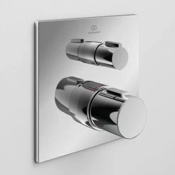 Ideal Standard Ceratherm C100 Chrome Built-In Thermostatic 1 Outlet Square Shower Mixer + Easybox -Shower Valves Sales Store A6956AA A1000NU D2 460