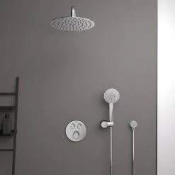 Ideal Standard Ceratherm Navigo Chrome Built-In Thermostatic 2 Outlet Round Shower Mixer + Easybox -Shower Valves Sales Store A7296AA A1000NU D4 460