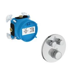 Ideal Standard Ceratherm Navigo Chrome Built-In Thermostatic 2 Outlet Round Shower Mixer + Easybox