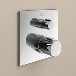 Ideal Standard Ceratherm T100 Chrome Built-In Thermostatic 2 Outlet Square Shower Mixer + Easybox -Shower Valves Sales Store A7522AA A1000NU D2 460