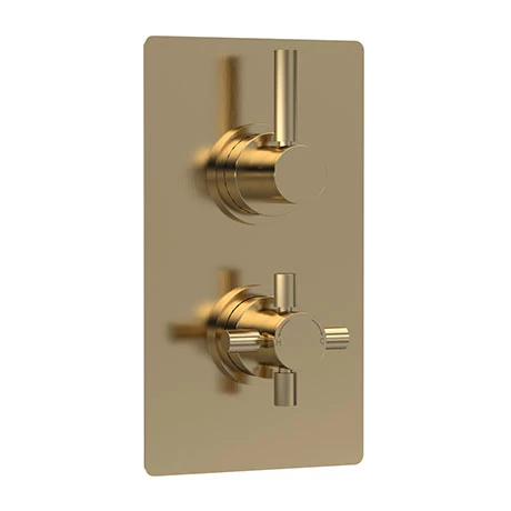 Hudson Reed Tec Pura Twin Concealed Thermostatic Shower Valve - Brushed Brass - A8003V 3 Hudson Reed Tec Pura Twin Concealed Thermostatic Shower Valve - Brushed Brass - A8003V