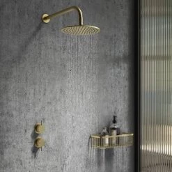 Arezzo Brushed Brass Concealed Individual Stop Tap + Thermostatic Control Shower Valve -Shower Valves Sales Store AZBB36 nd5 460