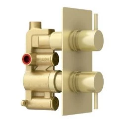 Arezzo Brushed Brass Round Modern Twin Concealed Shower Valve -Shower Valves Sales Store AZBBSV n d2 460