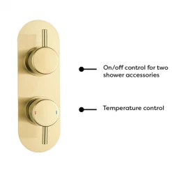 Arezzo Brushed Brass Round Twin Concealed Shower Valve w. Diverter + Oval Faceplate 9 Arezzo Brushed Brass Round Twin Concealed Shower Valve w. Diverter + Oval Faceplate -Shower Valves Sales Store AZBBSVDR d4 460