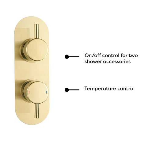 Arezzo Brushed Brass Round Twin Concealed Shower Valve w. Diverter + Oval Faceplate 5 Arezzo Brushed Brass Round Twin Concealed Shower Valve w. Diverter + Oval Faceplate - Image 3