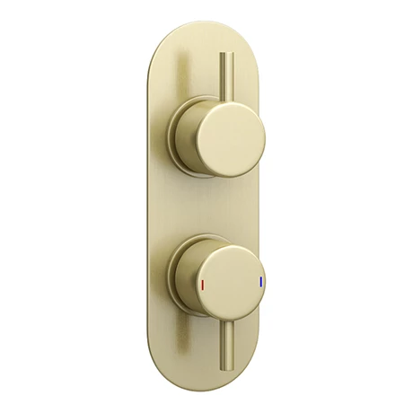 Arezzo Brushed Brass Round Twin Concealed Shower Valve w. Diverter + Oval Faceplate 3 Arezzo Brushed Brass Round Twin Concealed Shower Valve w. Diverter + Oval Faceplate