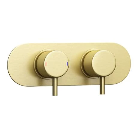Arezzo Brushed Brass Round Twin Concealed Shower Valve w. Diverter + Oval Faceplate 7 Arezzo Brushed Brass Round Twin Concealed Shower Valve w. Diverter + Oval Faceplate - Image 5