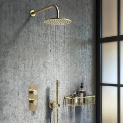 Arezzo Brushed Brass Round Twin Concealed Shower Valve w. Diverter + Oval Faceplate 10 Arezzo Brushed Brass Round Twin Concealed Shower Valve w. Diverter + Oval Faceplate -Shower Valves Sales Store AZBBSVDR detailv3 460