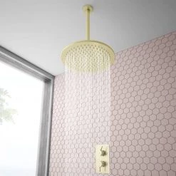 Arezzo Brushed Brass Round Modern Twin Concealed Shower Valve -Shower Valves Sales Store AZBBSV d6 460