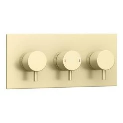 Arezzo Brushed Brass Round Modern Triple Concealed Shower Valve -Shower Valves Sales Store AZBBTSV new d2 460