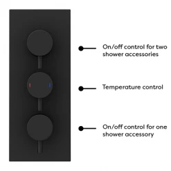 Arezzo Round Triple Concealed Thermostatic Shower Valve with Diverter - Matt Black 8 Arezzo Round Triple Concealed Thermostatic Shower Valve with Diverter - Matt Black -Shower Valves Sales Store AZBLKR38 d4 460