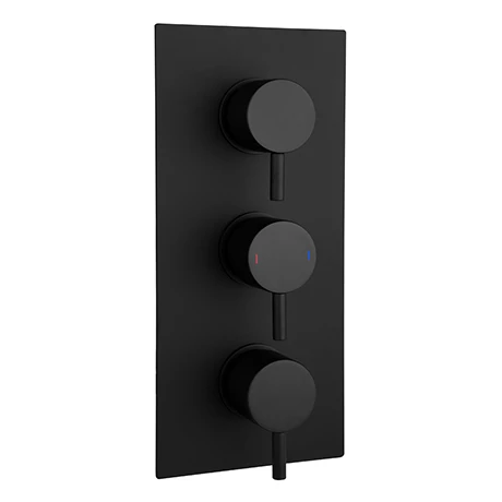 Arezzo Round Triple Concealed Thermostatic Shower Valve with Diverter - Matt Black 3 Arezzo Round Triple Concealed Thermostatic Shower Valve with Diverter - Matt Black