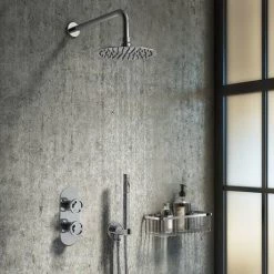 Arezzo Chrome Industrial Style Round Modern Twin Concealed Shower Valve with Diverter 9 Arezzo Chrome Industrial Style Round Modern Twin Concealed Shower Valve with Diverter -Shower Valves Sales Store AZCHIV2 d3 460