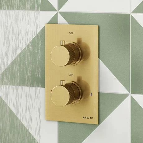 Arezzo Fluted Round Modern Twin Concealed Shower Valve - Brushed Brass 6 Arezzo Fluted Round Modern Twin Concealed Shower Valve - Brushed Brass - Image 4