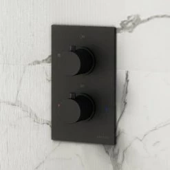 Arezzo Fluted Round Modern Twin Concealed Shower Valve - Matt Black -Shower Valves Sales Store AZFRV1MB d4 460