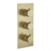 Arezzo Fluted Round Modern Triple Concealed Shower Valve - Brushed Brass