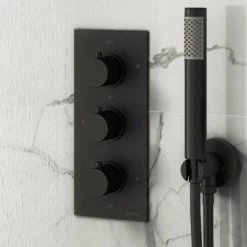 Arezzo Fluted Round Modern Triple Concealed Shower Valve - Matt Black 12 Arezzo Fluted Round Modern Triple Concealed Shower Valve - Matt Black -Shower Valves Sales Store AZFRV2MB d6 460