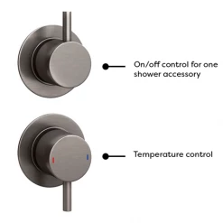 Arezzo Brushed Gunmetal Grey Concealed Individual Stop Tap + Thermostatic Control Shower Valve -Shower Valves Sales Store AZGM36 n d4 460