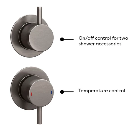 Arezzo Brushed Gunmetal Grey Concealed Individual Diverter + Thermostatic Control Shower Valve 5 Arezzo Brushed Gunmetal Grey Concealed Individual Diverter + Thermostatic Control Shower Valve - Image 3