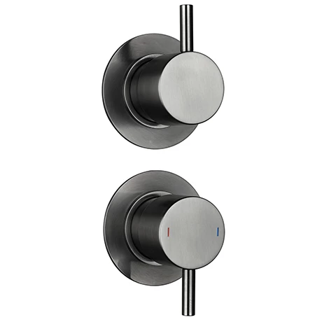 Arezzo Brushed Gunmetal Grey Concealed Individual Diverter + Thermostatic Control Shower Valve 3 Arezzo Brushed Gunmetal Grey Concealed Individual Diverter + Thermostatic Control Shower Valve