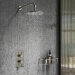 Arezzo Brushed Gunmetal Grey Round Modern Twin Concealed Shower Valve 7 Arezzo Brushed Gunmetal Grey Round Modern Twin Concealed Shower Valve -Shower Valves Sales Store AZGMSV n d2 460