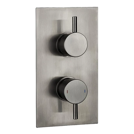 Arezzo Brushed Gunmetal Grey Round Modern Twin Concealed Shower Valve 3 Arezzo Brushed Gunmetal Grey Round Modern Twin Concealed Shower Valve