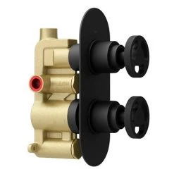 Arezzo Matt Black Industrial Style Round Modern Twin Concealed Shower Valve 11 Arezzo Matt Black Industrial Style Round Modern Twin Concealed Shower Valve -Shower Valves Sales Store AZMBIV1 d4 460