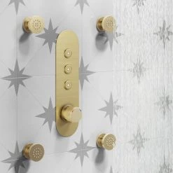 Arezzo Brushed Brass Industrial Style Push Button Shower Valve (3 Outlets) 11 Arezzo Brushed Brass Industrial Style Push Button Shower Valve (3 Outlets) -Shower Valves Sales Store AZPB03RBB d5 460