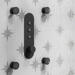 Arezzo Matt Black Industrial Style Push Button Shower Valve (3 Outlets) -Shower Valves Sales Store AZPB03RMB d6 460