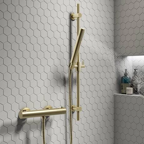 Arezzo Brushed Brass Round Thermostatic Bar Shower Valve 5 Arezzo Brushed Brass Round Thermostatic Bar Shower Valve - Image 3