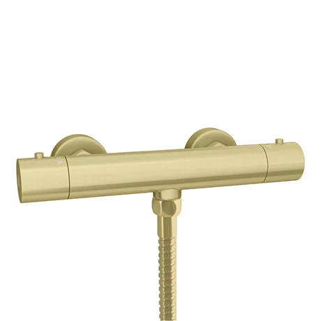 Arezzo Brushed Brass Round Thermostatic Bar Shower Valve 3 Arezzo Brushed Brass Round Thermostatic Bar Shower Valve