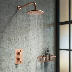 Arezzo Rose Gold Round Modern Twin Concealed Shower Valve -Shower Valves Sales Store AZRGSV d4 460