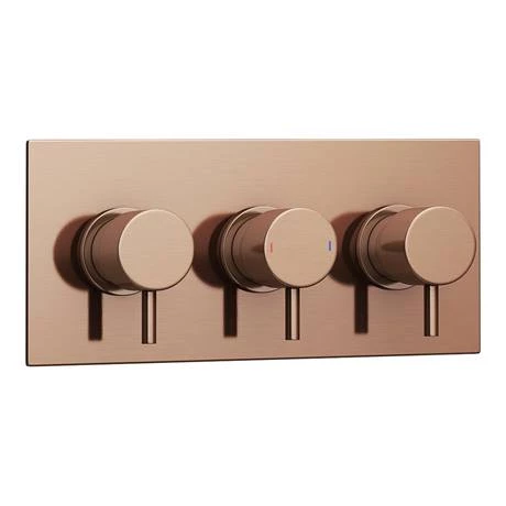 Arezzo Rose Gold Round Modern Triple Concealed Shower Valve 5 Arezzo Rose Gold Round Modern Triple Concealed Shower Valve - Image 3