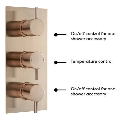 Arezzo Rose Gold Round Modern Triple Concealed Shower Valve 8 Arezzo Rose Gold Round Modern Triple Concealed Shower Valve - Image 6