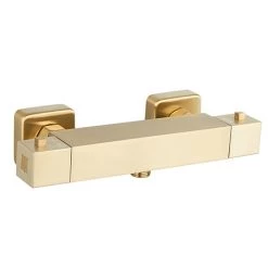 Arezzo Brushed Brass Square Thermostatic Bar Shower Valve