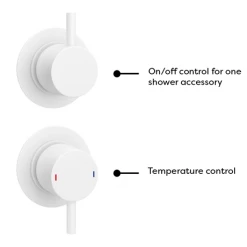 Arezzo Matt White Concealed Individual Stop Tap + Thermostatic Control Shower Valve -Shower Valves Sales Store AZWRDSV3 n d3 460