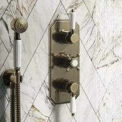 Chatsworth 1928 Antique Brass Triple Concealed Shower Valve -Shower Valves Sales Store CH63VAB d2 460