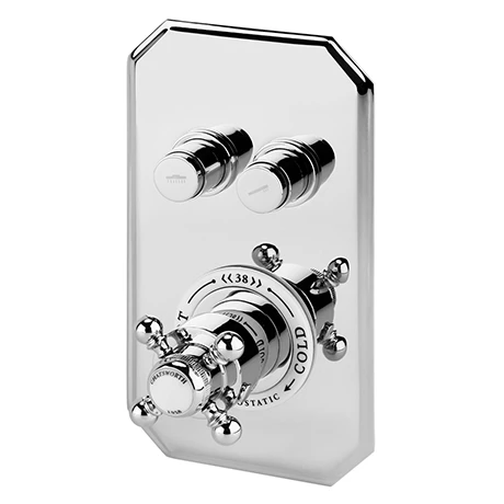 Chatsworth Traditional Twin Push-Button Shower Valve with 2 Outlets 3 Chatsworth Traditional Twin Push-Button Shower Valve with 2 Outlets