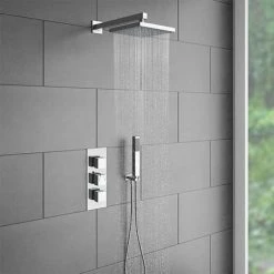 Milan Triple Square Concealed Thermostatic Shower Valve - Chrome -Shower Valves Sales Store CVT001 nw d2a 460