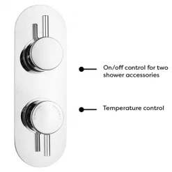 Cruze Chrome Round Twin Concealed Shower Valve w. Diverter + Oval Backplate -Shower Valves Sales Store CZCHSVDR nd1 460